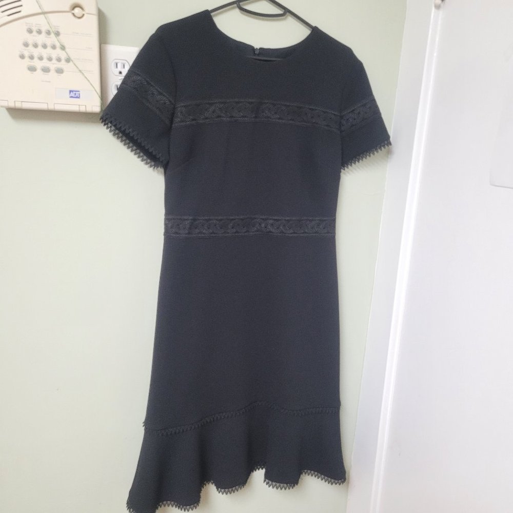 Karl Lagerfeld size 6 Black dress short sleeves midi length NWT
